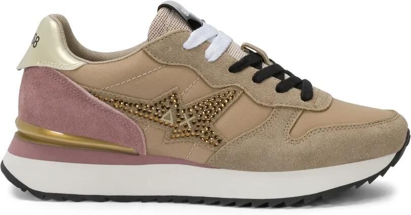 Sun68 Stargirl sneakers met vlakken en verfraaid met kristallen Beige