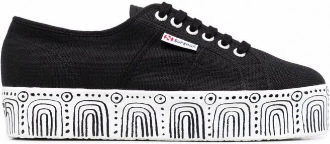 Superga Sneakers met abstracte print Zwart
