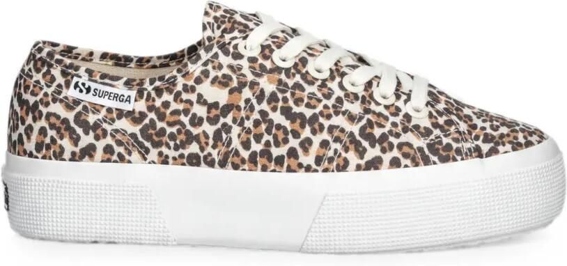 Superga 3740 sneakers met luipaardprint en plateauzool Beige