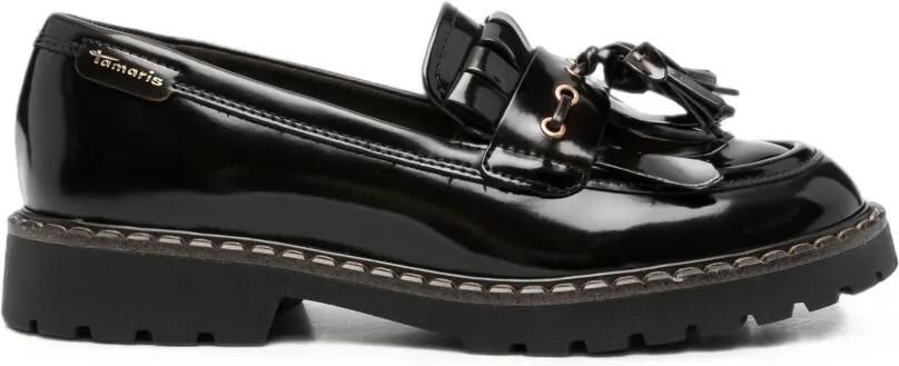 TAMARIS Leren loafers met kwastje Bruin