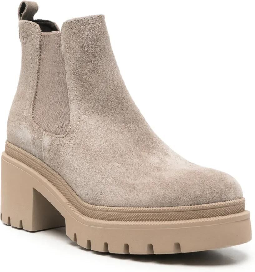 TAMARIS Suède enkellaarzen met chunky zool Beige - Foto 2
