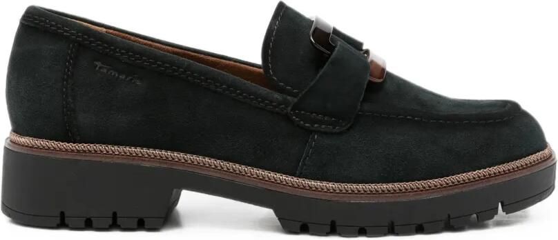 TAMARIS Suède loafers met chunky zool Zwart