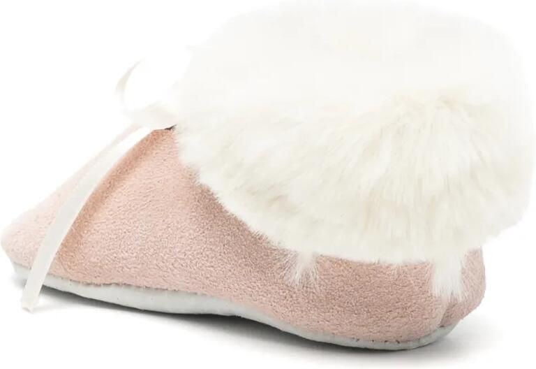 Tartine Et Chocolat faux-fur trim bow-detail crib shoes Roze - Foto 3