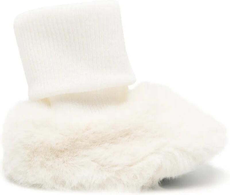 Tartine Et Chocolat faux-fur trim wool crib shoes Beige