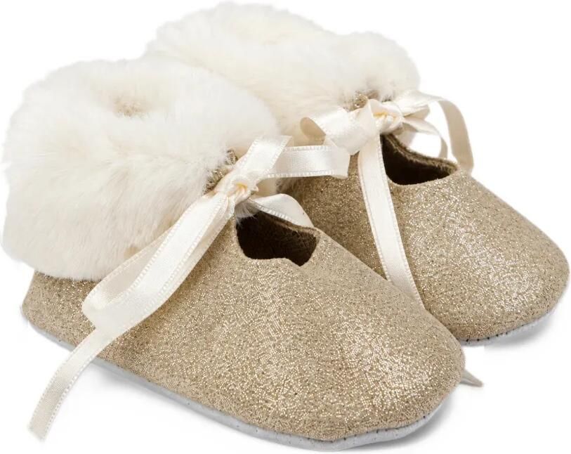 Tartine Et Chocolat glitter-effect faux-fur ballet flats Goud