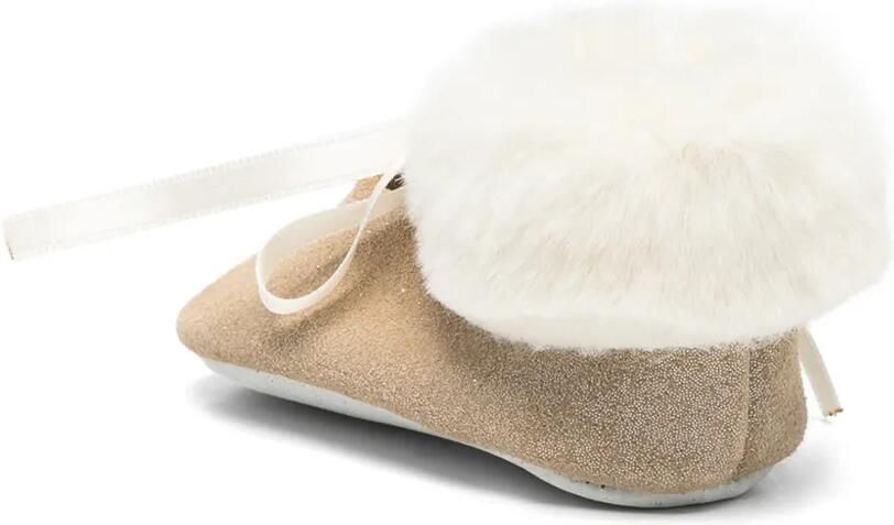 Tartine Et Chocolat glitter-effect faux-fur-trim crib shoes Beige - Foto 4