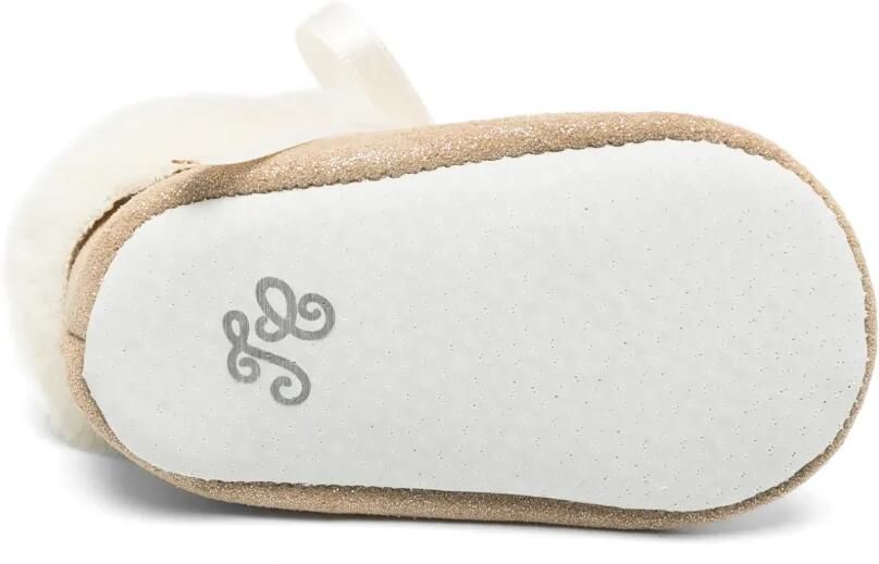 Tartine Et Chocolat glitter-effect faux-fur-trim crib shoes Beige - Foto 3
