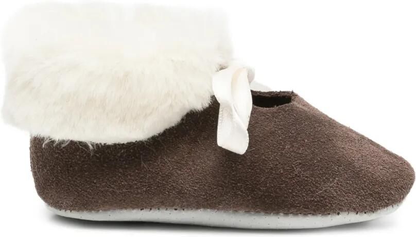 Tartine Et Chocolat Wiegschoenen met strikdetail en afwerking van imitatiebont Bruin