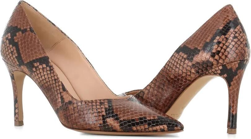 Tassinari Jarina pumps met slangenleer-effect en puntige neus Bruin - Foto 4