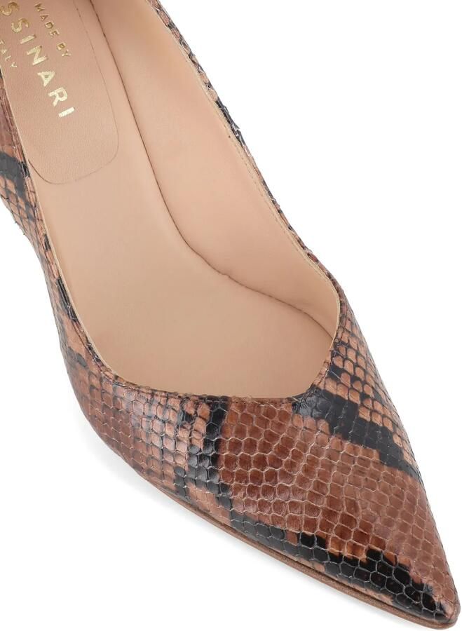 Tassinari Jarina pumps met slangenleer-effect en puntige neus Bruin - Foto 2