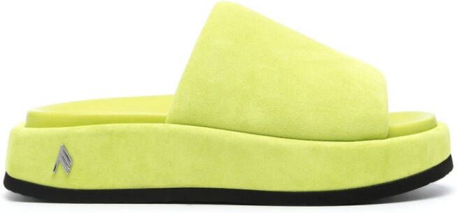 The Attico 50mm suède slippers met plateauzool Groen