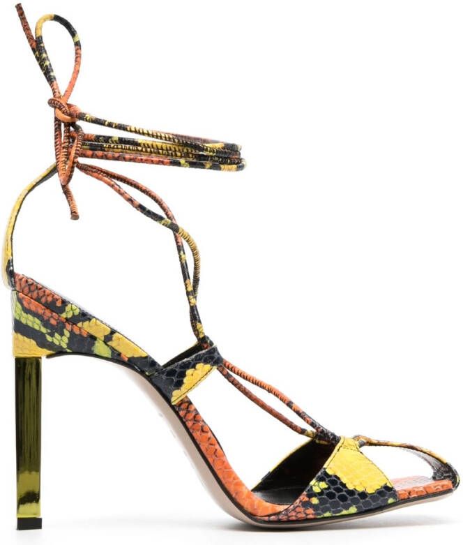 The Attico Adele sandalen met slangenhuidprint Oranje