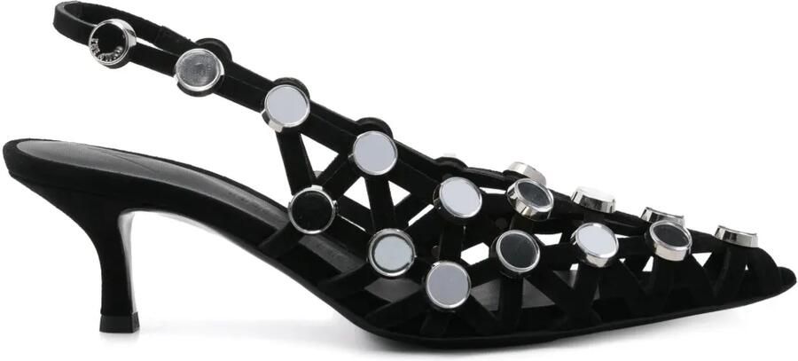 The Attico 50 mm Grid slingback pumps Zwart