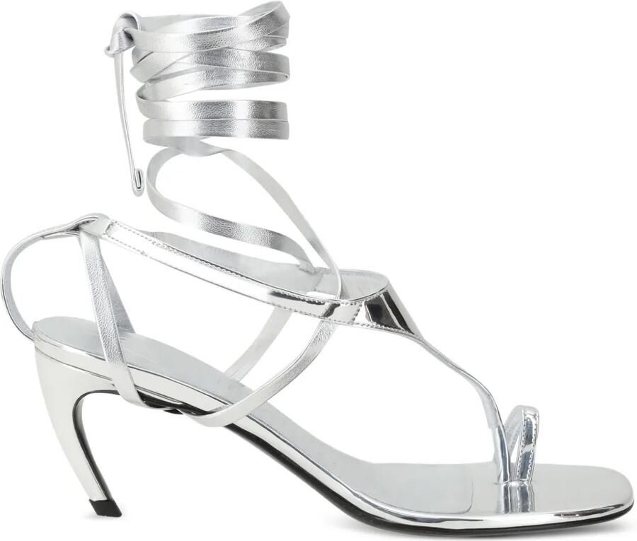 The Attico 65 mm personaliseerbare sandalen met bewerkte hak Zilver