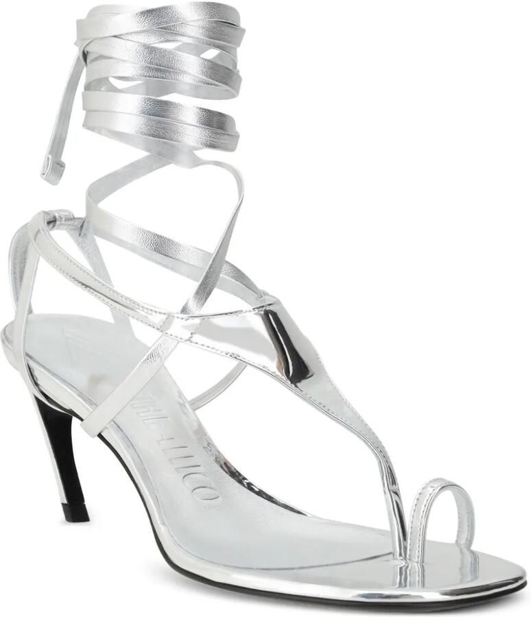 The Attico 65 mm personaliseerbare sandalen met bewerkte hak Zilver - Foto 2