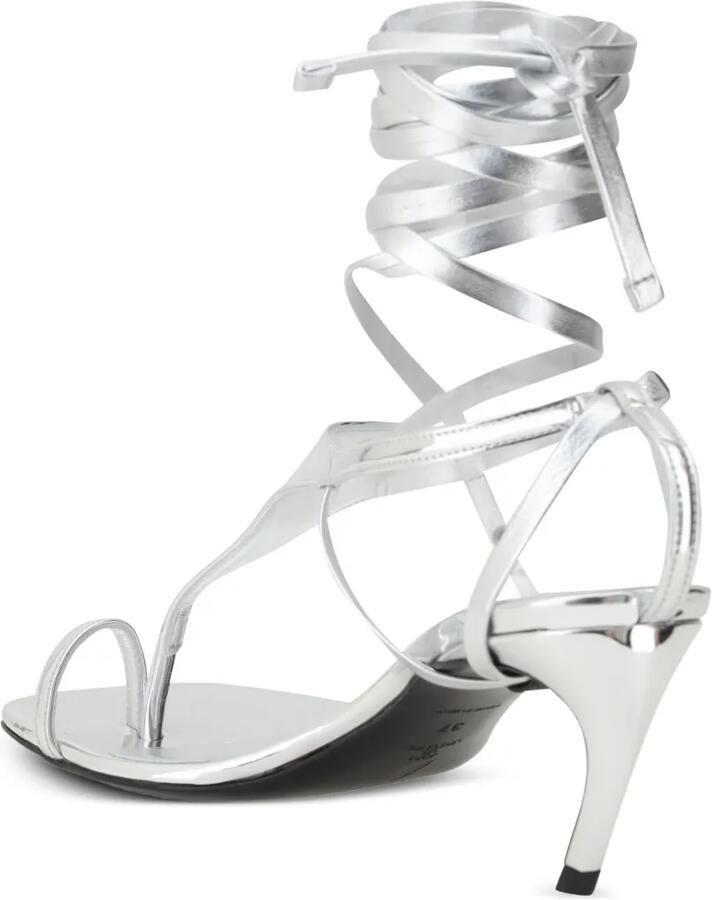 The Attico 65 mm personaliseerbare sandalen met bewerkte hak Zilver - Foto 3