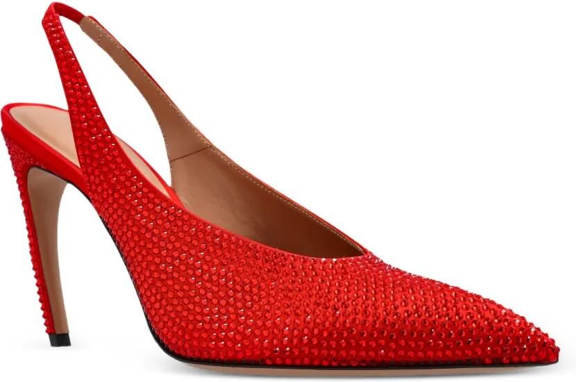 The Attico 95 mm Viper slingback pumps verfraaid met kristallen Rood