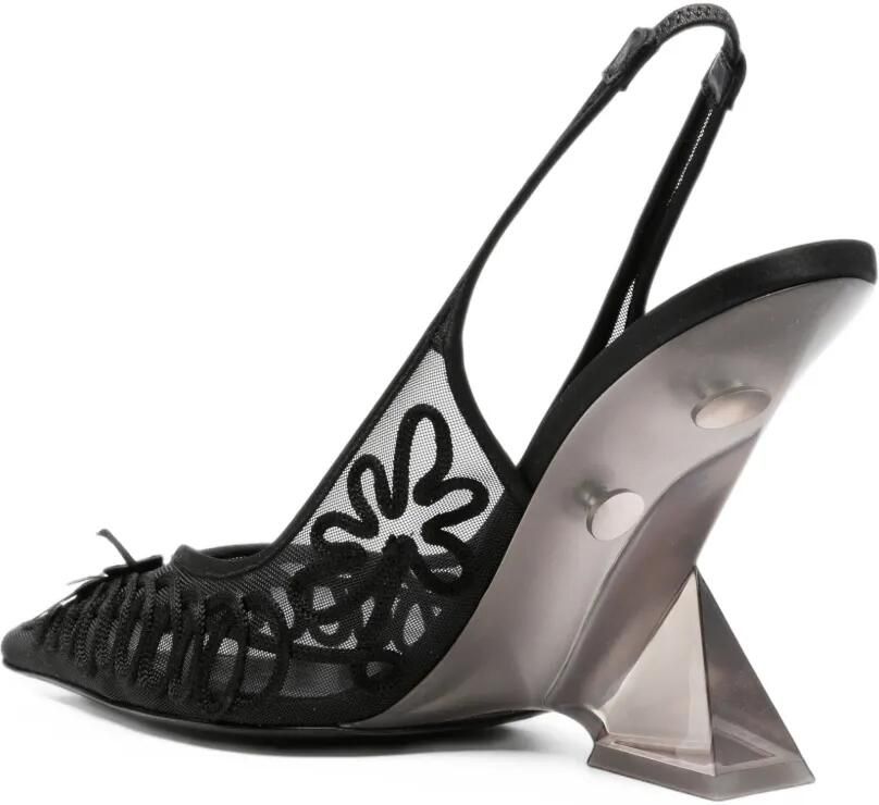 The Attico Cheope mesh pumps met borduurwerk Zwart - Foto 3