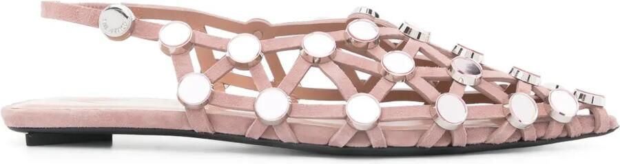 The Attico Grid verfraaide suède pumps Beige