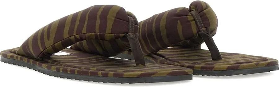 The Attico Indie teenslippers met zebraprint Groen