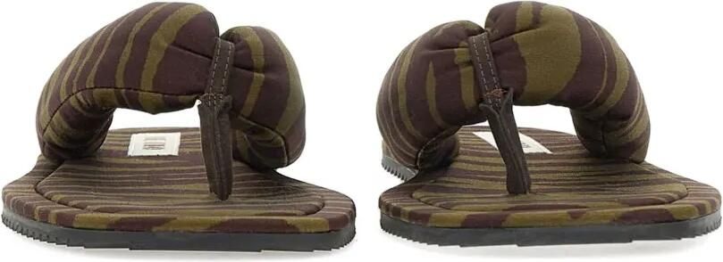 The Attico Indie teenslippers met zebraprint Groen - Foto 4
