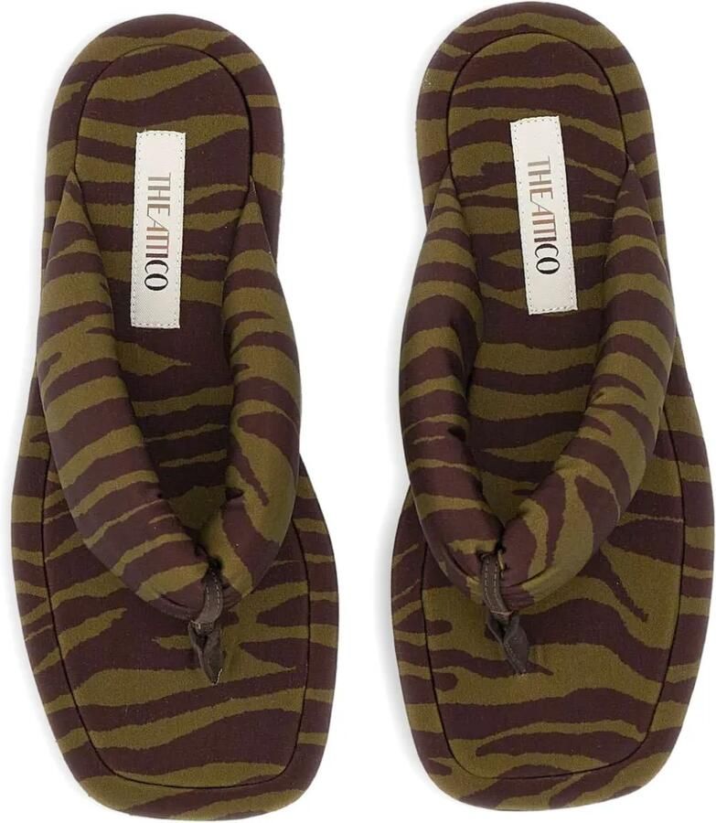 The Attico Indie teenslippers met zebraprint Groen - Foto 2