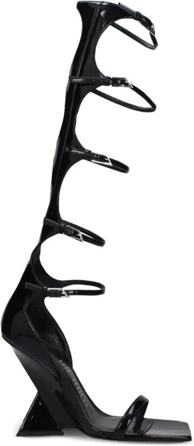 The Attico Lakleren sandalen met gespbandje Zwart