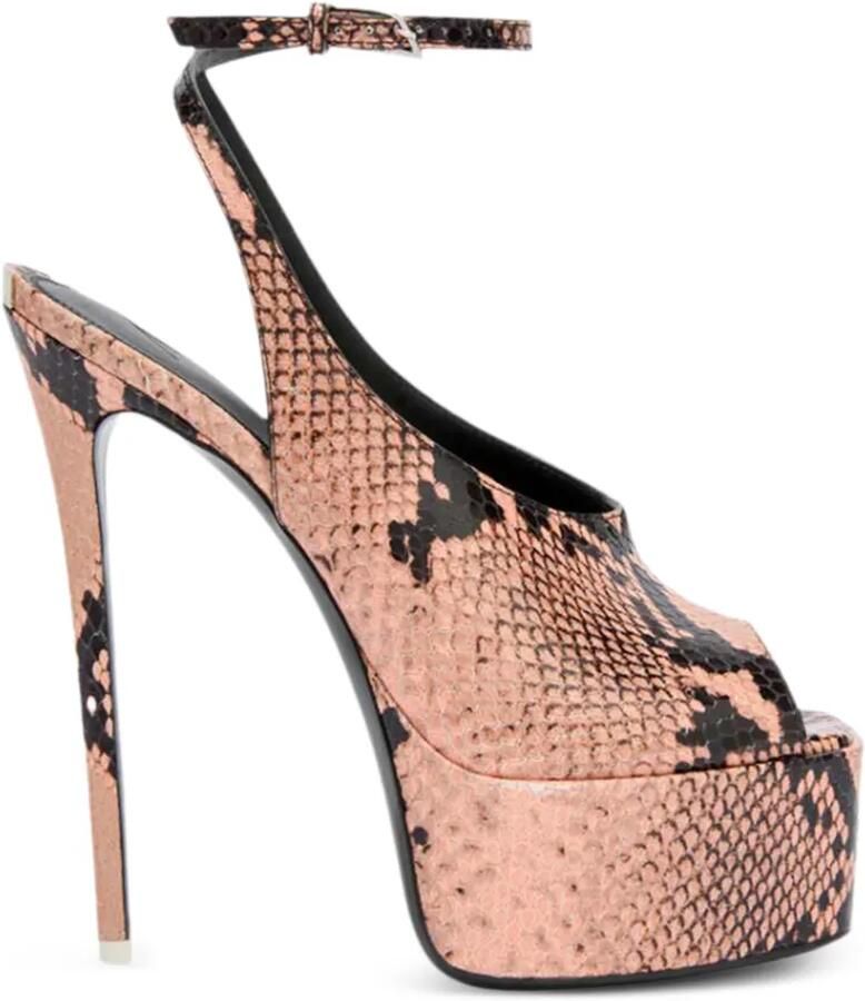 The Attico Ornella leren pumps met python-print en hak Roze - Foto 3