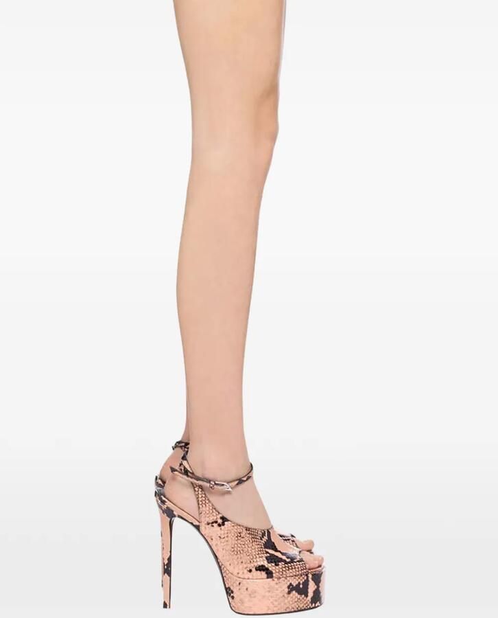 The Attico Ornella leren pumps met python-print en hak Roze - Foto 4