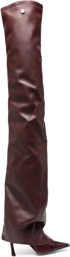 The Attico Robin overkneelaarzen met slangenleer-effect Rood