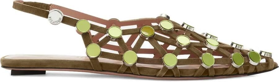 The Attico Verfraaide gekooide sandalen Groen