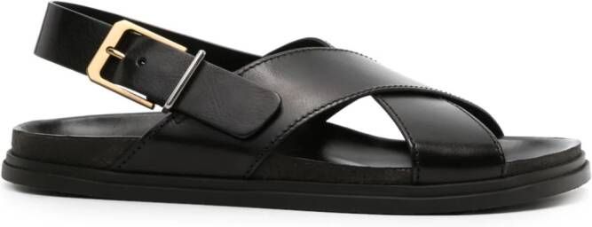 The Row buckled leather sandals Zwart