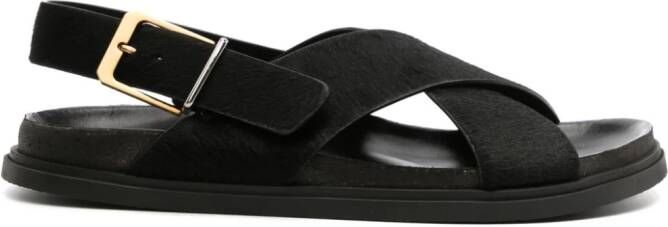 The Row crossover-strap leather sandals Zwart