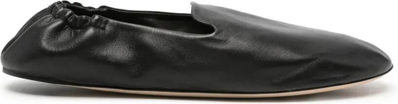 The Row Casa leren slippers met elastische inzetstukken Zwart