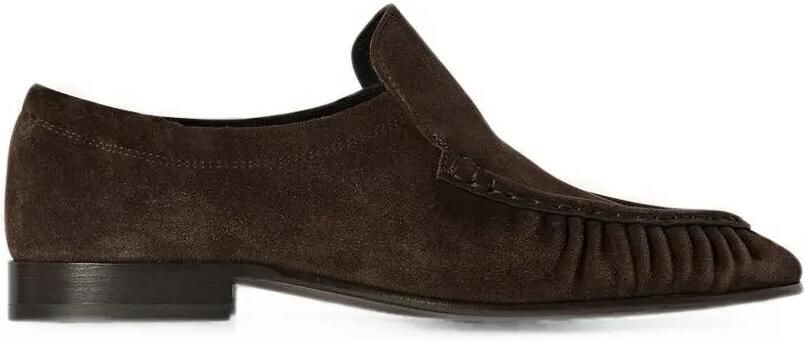 The Row Gesmockte suède loafers Bruin