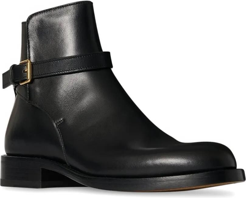 The Row Nobilis Buckle leren enkellaarzen Zwart
