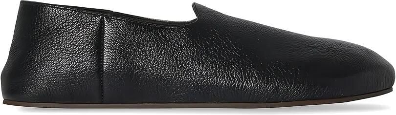 The Row Slippers van bewerkt leer Zwart