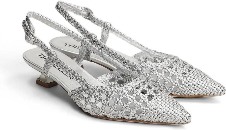 The Seller Geweven leren slingback pumps Zilver