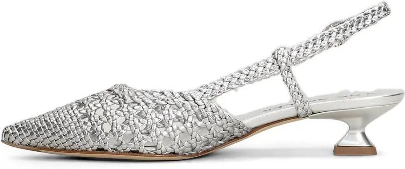 The Seller Geweven leren slingback pumps Zilver - Foto 3
