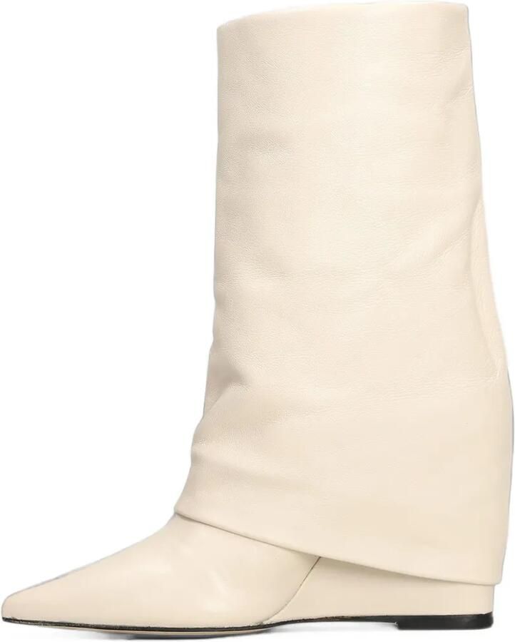 The Seller Leren laarzen met puntige neus en sleehak Beige - Foto 2