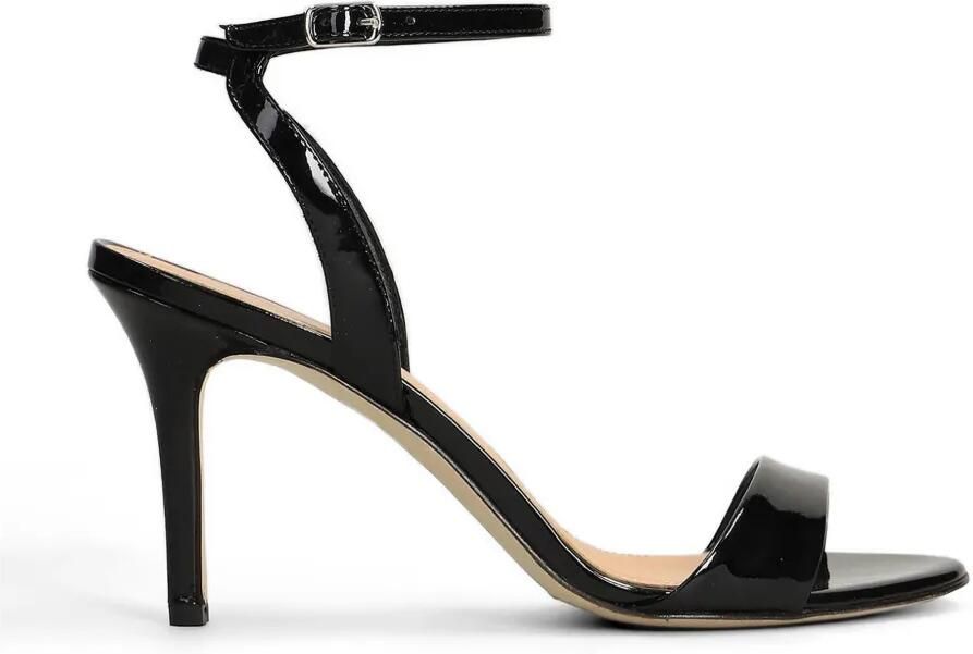 The Seller Sandalen met enkelbandje en gelakte afwerking Zwart