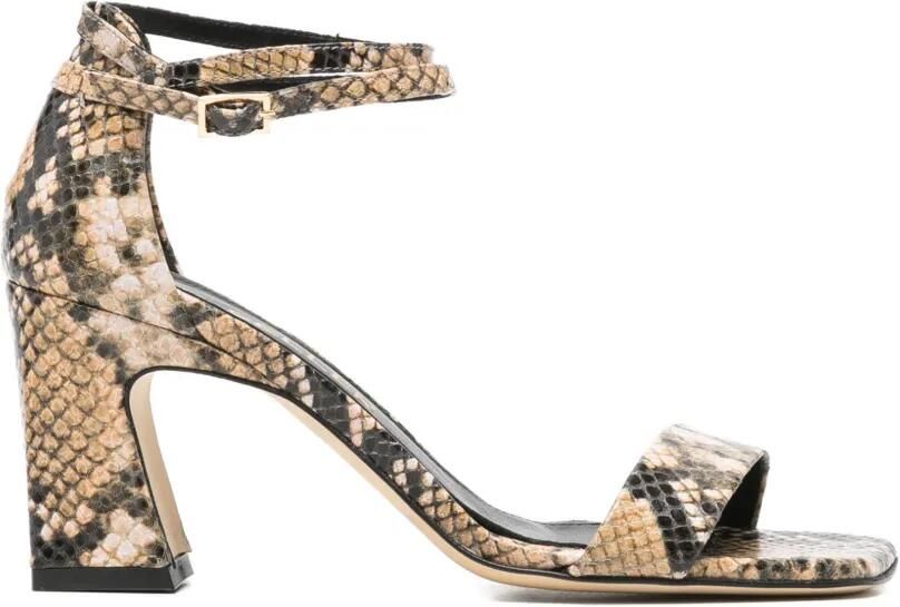 The Seller Sandalen met slangenleer-effect Beige