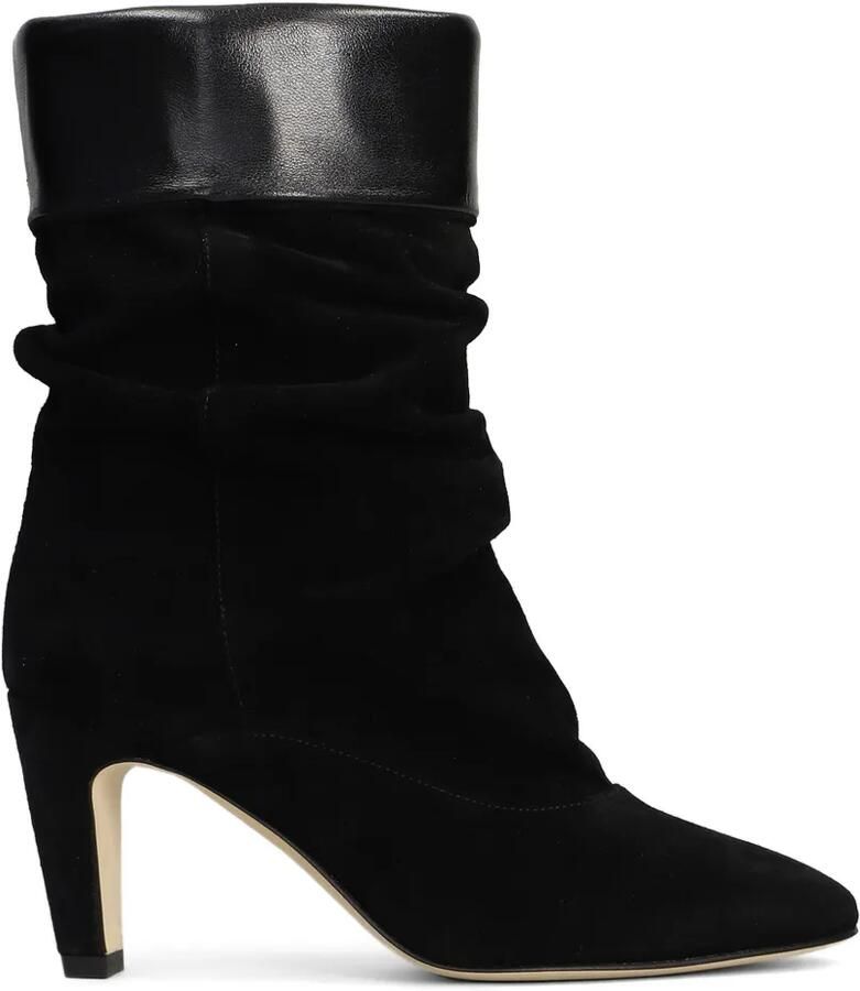 The Seller Suède enkellaarzen met leren afwerking Zwart