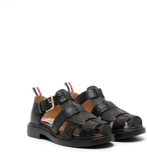 Thom Browne Kids Leren sandalen Zwart