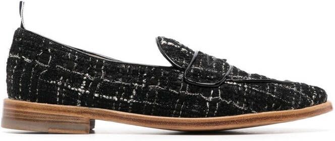 Thom Browne plaid tweed penny loafers Zwart