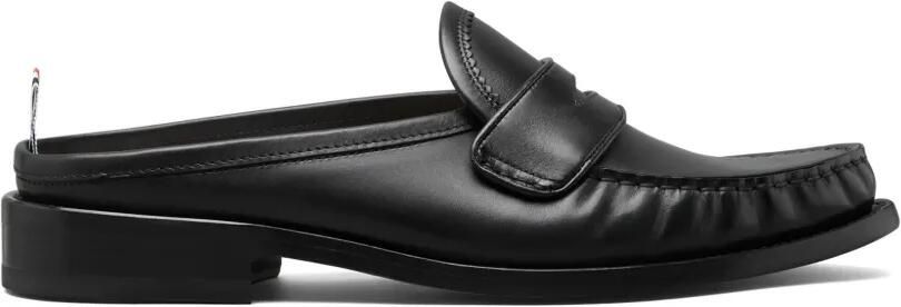 Thom Browne Box kalfsleren geplooide Varsity loafers met leren zolen Zwart