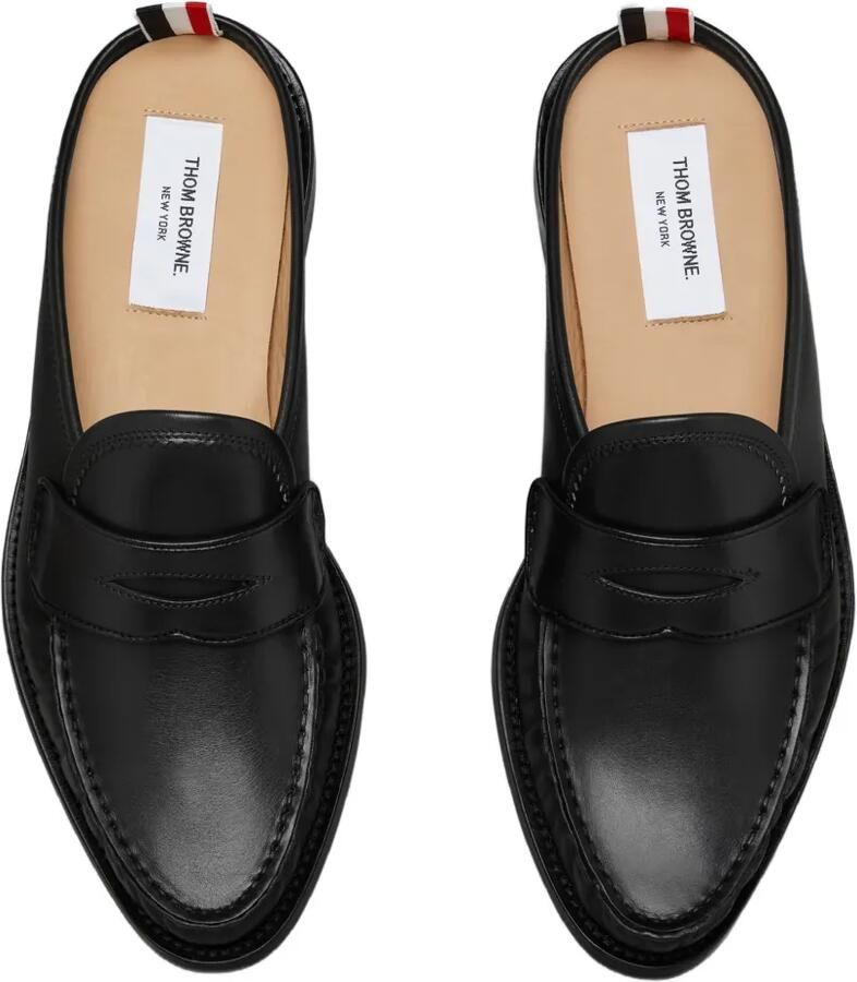 Thom Browne Box kalfsleren geplooide Varsity loafers met leren zolen Zwart - Foto 2