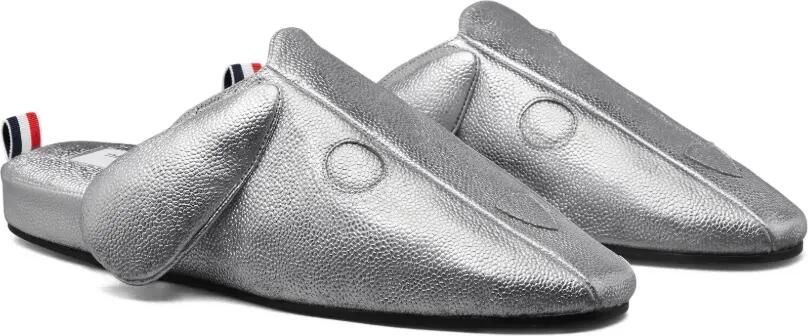 Thom Browne Hector zilveren slippers van bewerkt leer