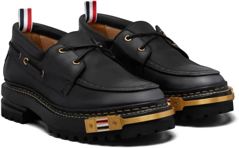 Thom Browne Kalfsleren bootschoenen met gerafeld effect Zwart - Foto 4