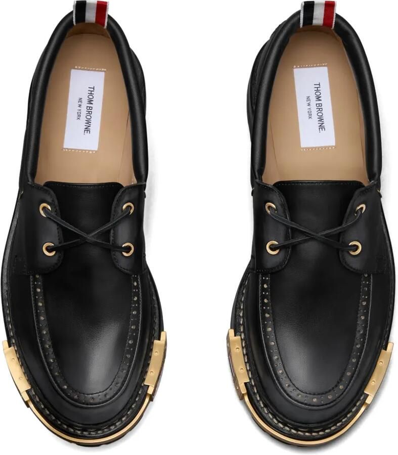 Thom Browne Kalfsleren bootschoenen met gerafeld effect Zwart - Foto 2